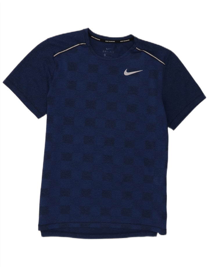 Camiseta Nike Dri Fit para hombre Top pequeño poliéster geométrico azul marino