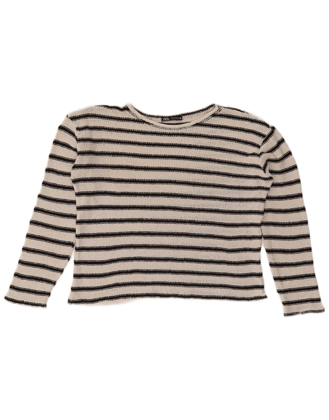 Zara Mujer Crop Top Extragrande UK 10 Small Blanco Rayas