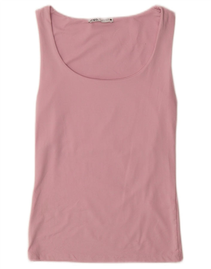 Zara Mujer Chaleco Top UK 10 Small Rosa Poliamida