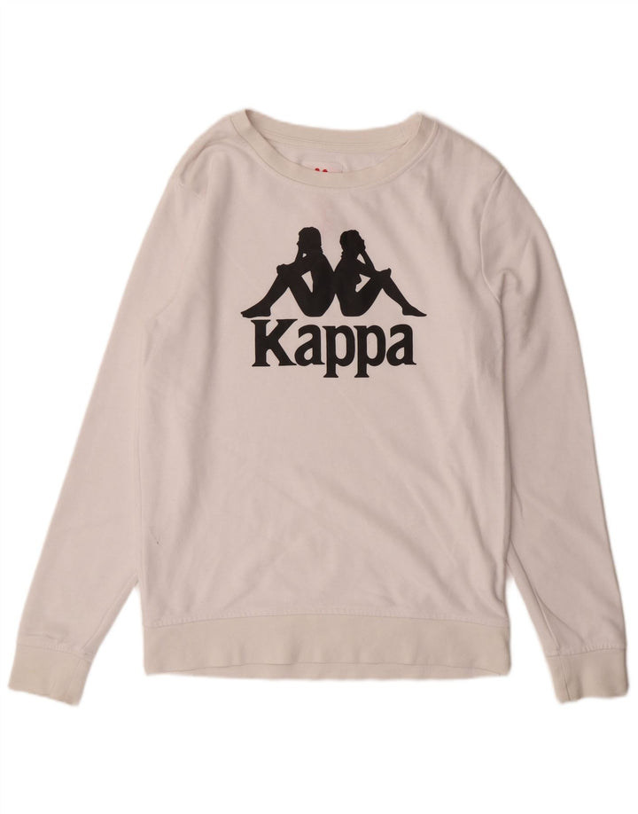 KAPPA Hombre Sudadera Gráfica Jumper Medium Blanco Algodón