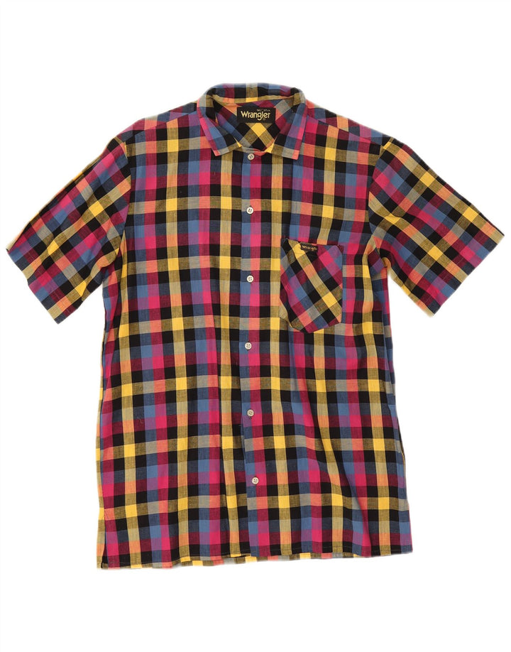 Wrangler Camisa de manga corta para hombre Talla 37 14 1/2 Small Multicolor Gingham