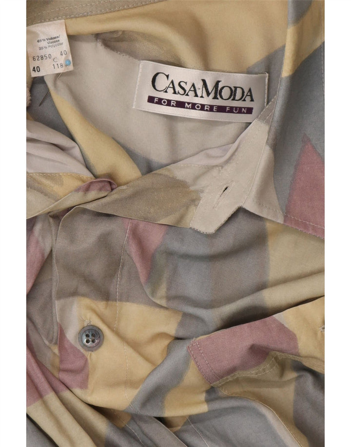 CASA MODA Camisa Hombre Estampado Abstracto Talla 40 Mediana Viscosa Multicolor