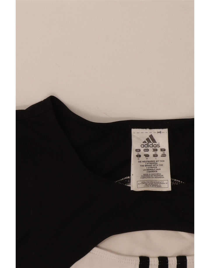 Adidas Top corto sin mangas para mujer UK 40 Medio Blanco Colorblock Poliéster