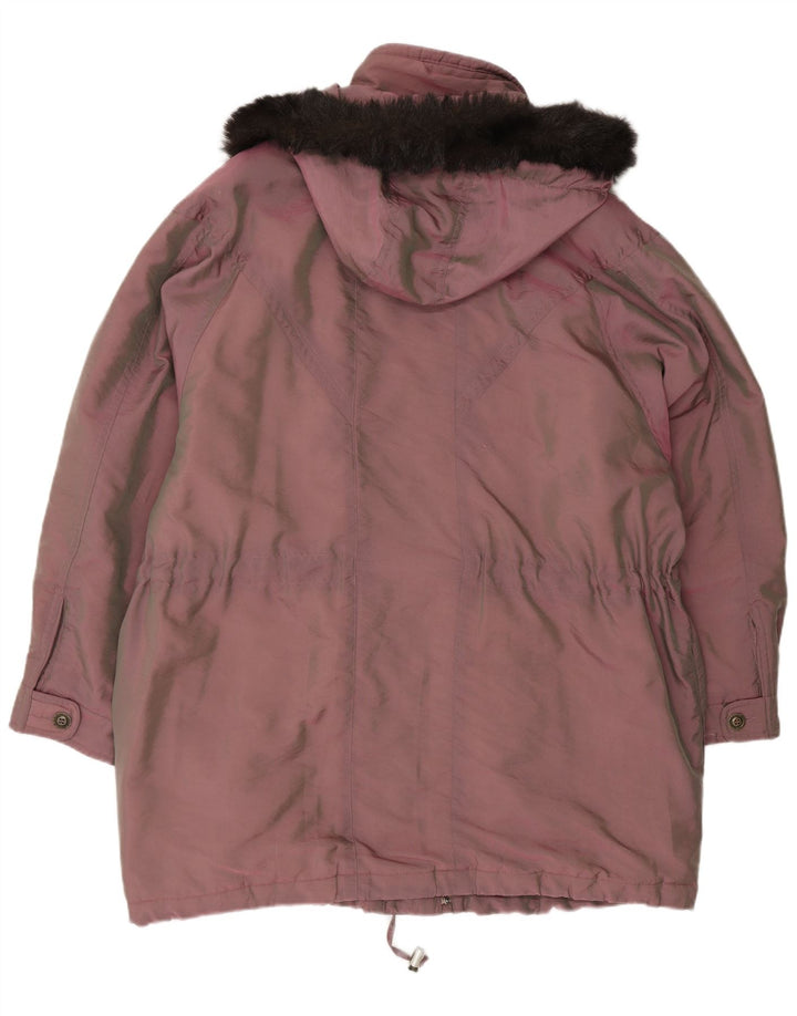 Vintage mujer con capucha chaqueta parka de gran tamaño EU 44 XL rosa