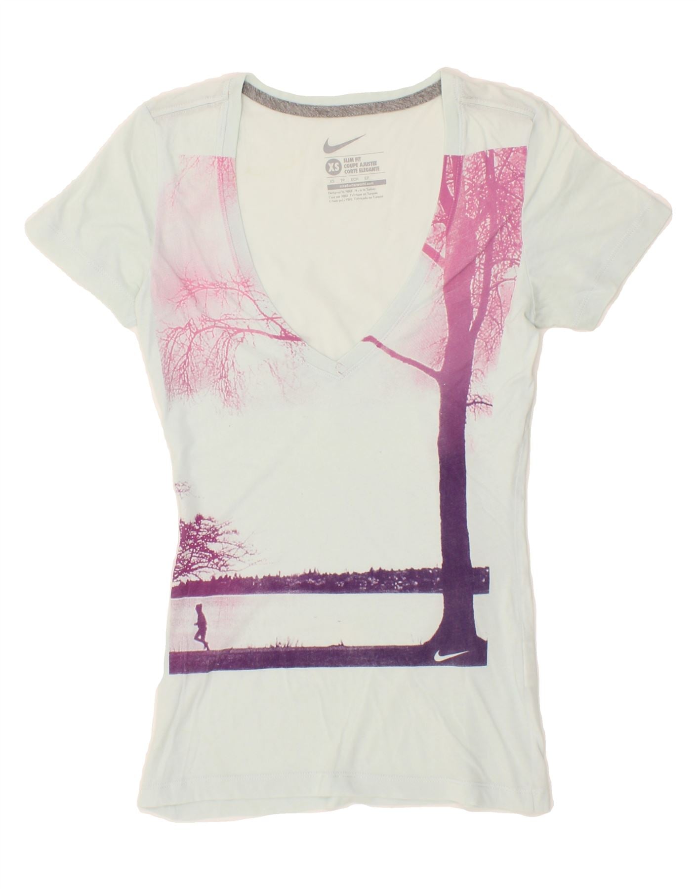 NIKE Womens Coupe Ajustee Slim Fit Graphic T-Shirt Top UK 6 XS White Vintage Nike and Second-Hand Nike from Messina Hembry 