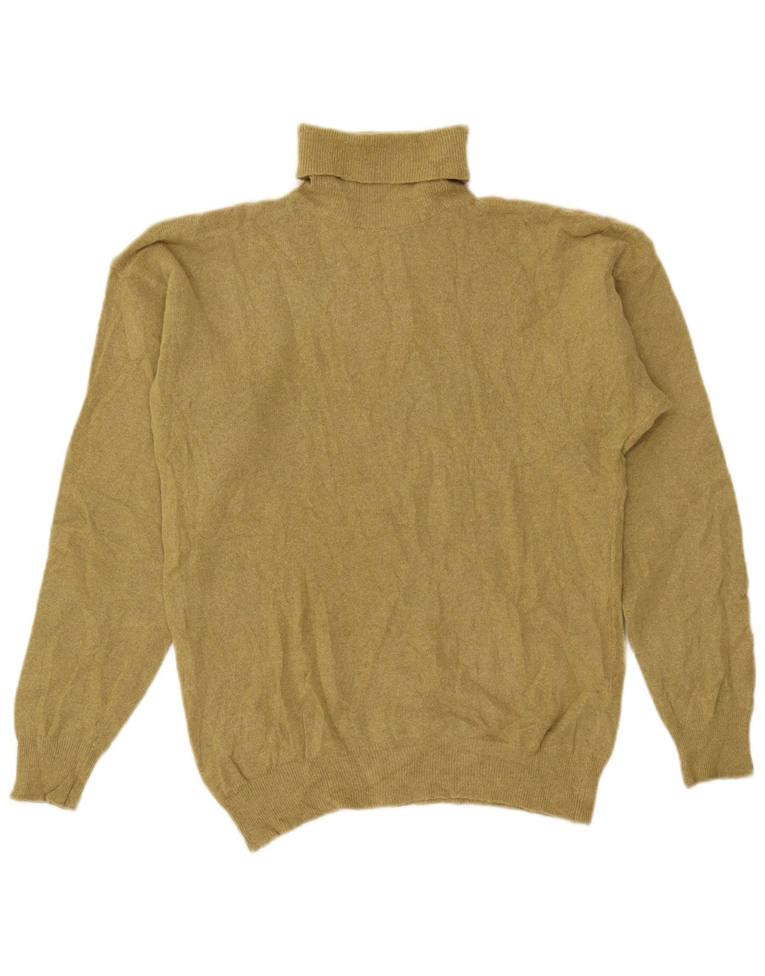 VINTAGE Mujer Roll Neck Jumper Suéter UK 14 Medium Khaki Lambswool