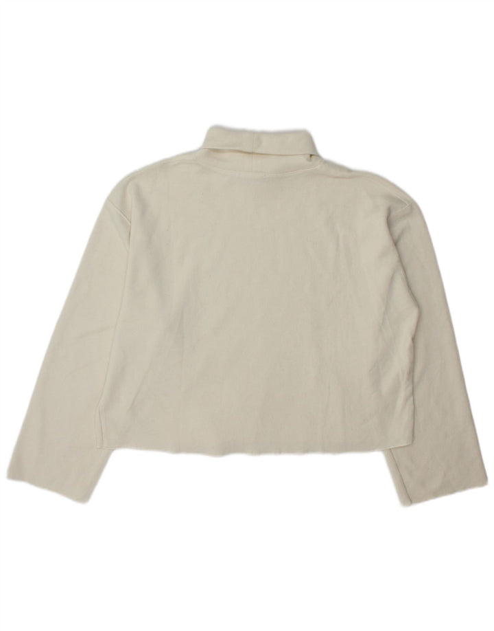 Zara Top corto con cuello vuelto y manga larga para mujer UK 40 Medium Off White