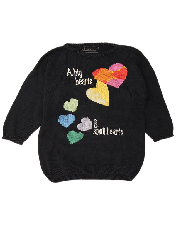 Uta Raasch Suéter gráfico con cuello redondo para mujer UK 44 Medium Black Heart