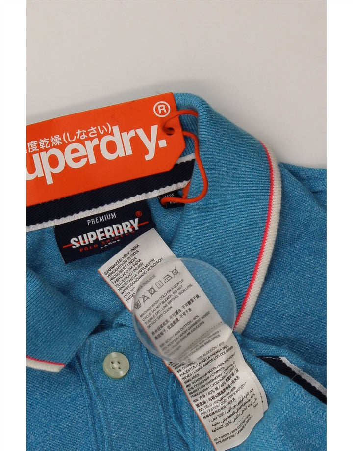 Superdry Polo para hombre de algodón moteado azul grande