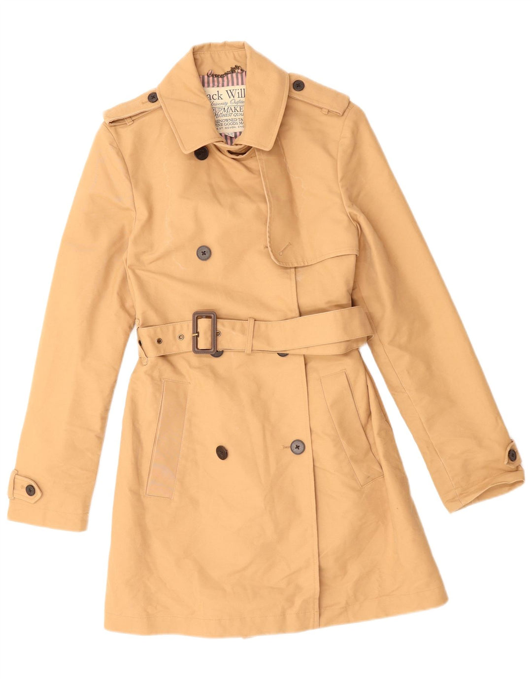 JACK WILLS Gabardina para mujer UK 10 Small Beige Cotton