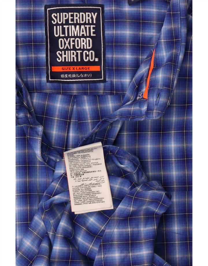 SUPERDRY Camisa Regular Fit Hombre XL Algodón A Cuadros Azul