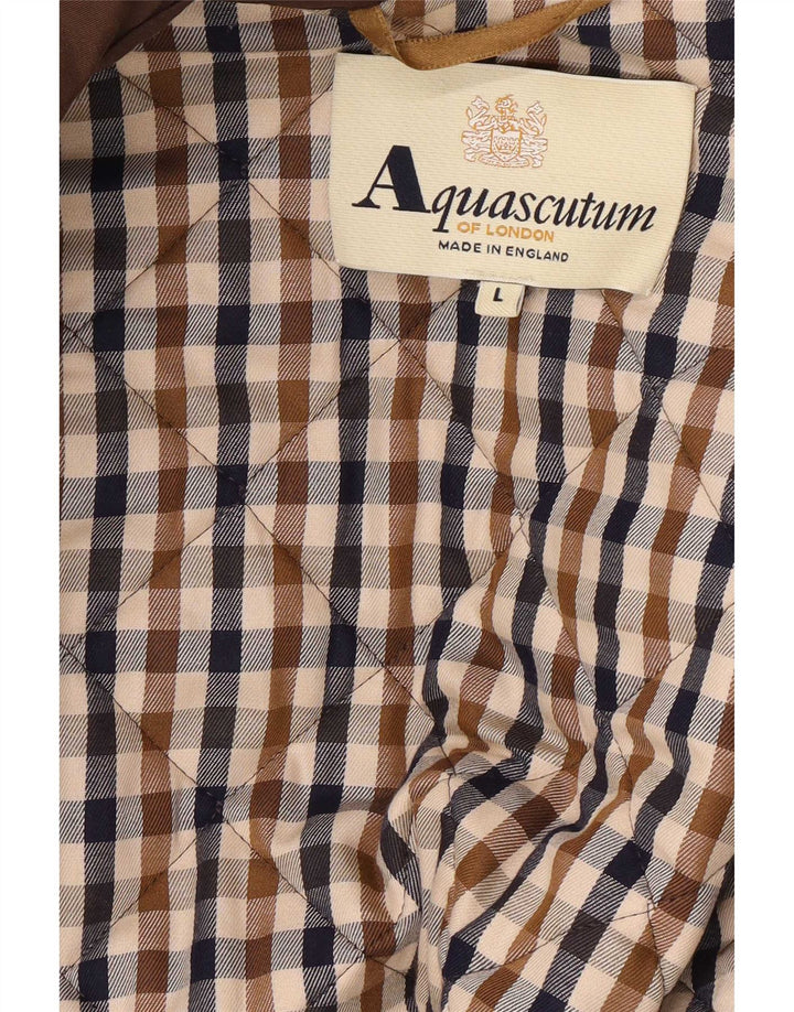 Aquascutum Chaqueta acolchada para mujer UK 46 Large Nylon marrón