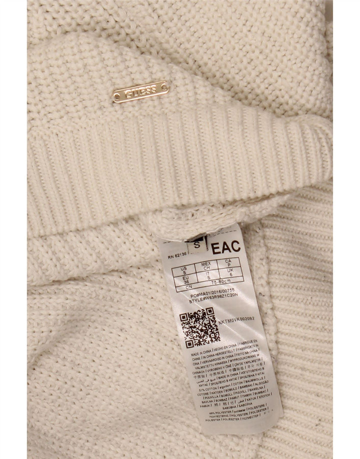 GUESS Suéter oversize con cuello barco para mujer UK 6 Small White Cotton