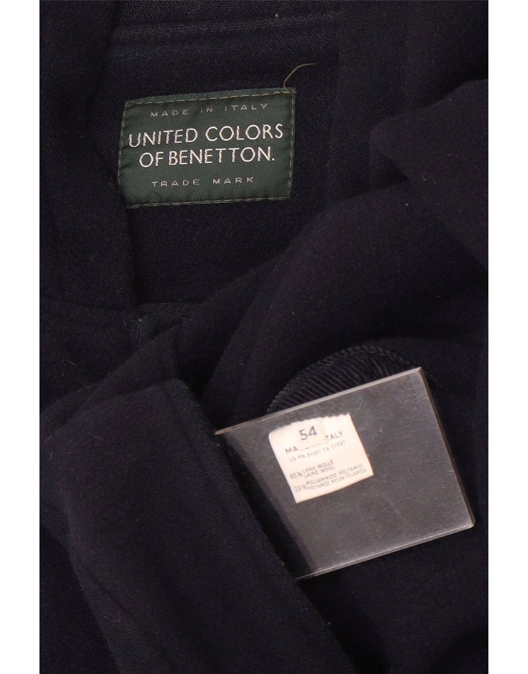 BENETTON Trenca con capucha para hombre IT 54 2XL Lana azul marino