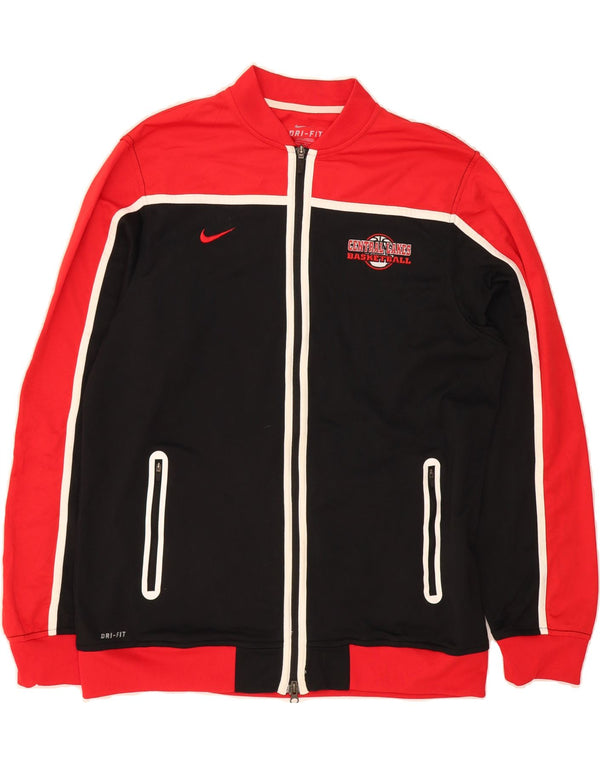 NIKE Mens Dri Fit Tracksuit Top Jacket Large Red Colourblock Polyester