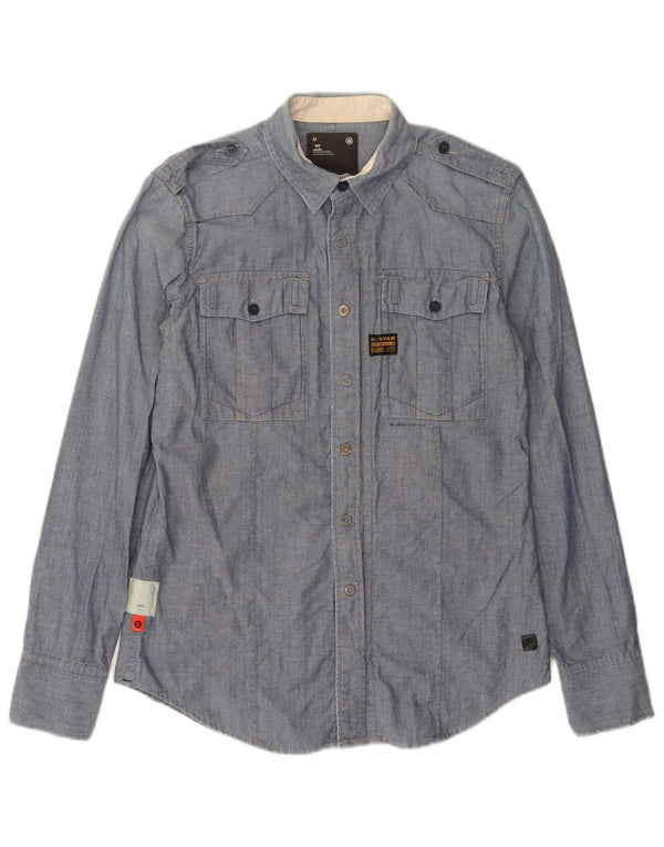 G-Star Hombre 3301 Camisa Militar De Algodón Azul Medio