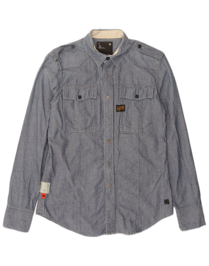 G-Star Hombre 3301 Camisa Militar De Algodón Azul Medio