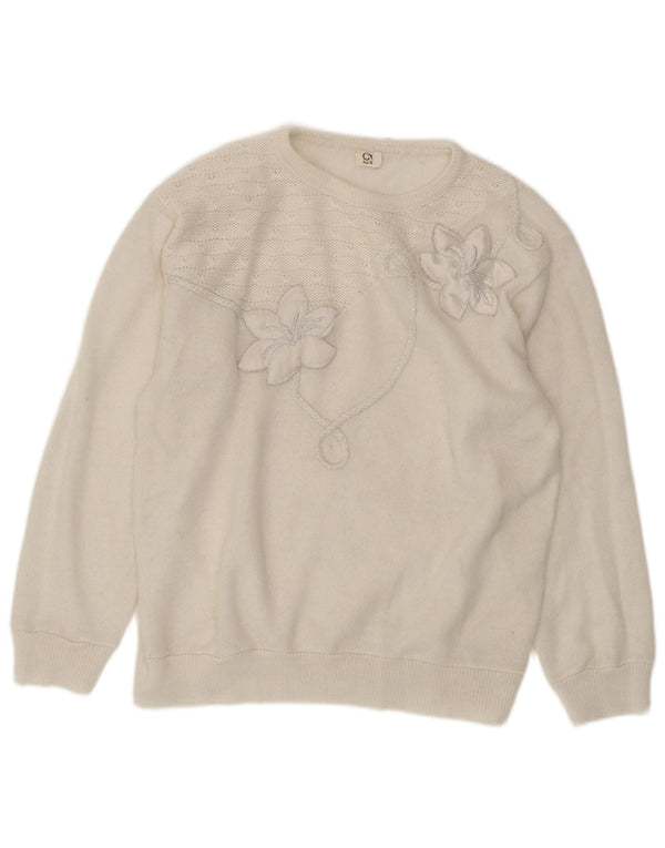 CHARLES VOGELE Jersey de cuello redondo para mujer UK 40 XL Blanco Floral