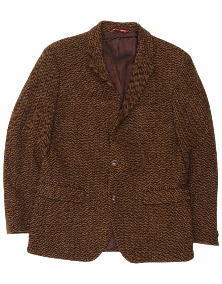Harris Tweed Chaqueta tipo blazer con 2 botones para hombre IT 50 Large Brown Herringbone