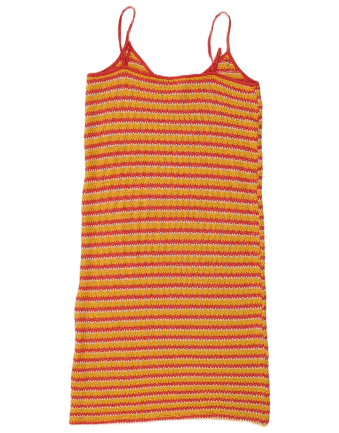 Zara Mujer Vestido De Verano UK 42 Mediano Rayas Amarillas