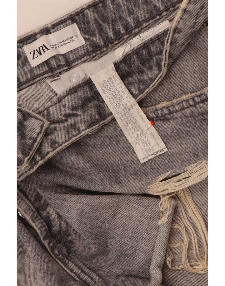 Zara Pantalones cortos de mezclilla desgastados para mujer EU 42 Large W32 Algodón gris