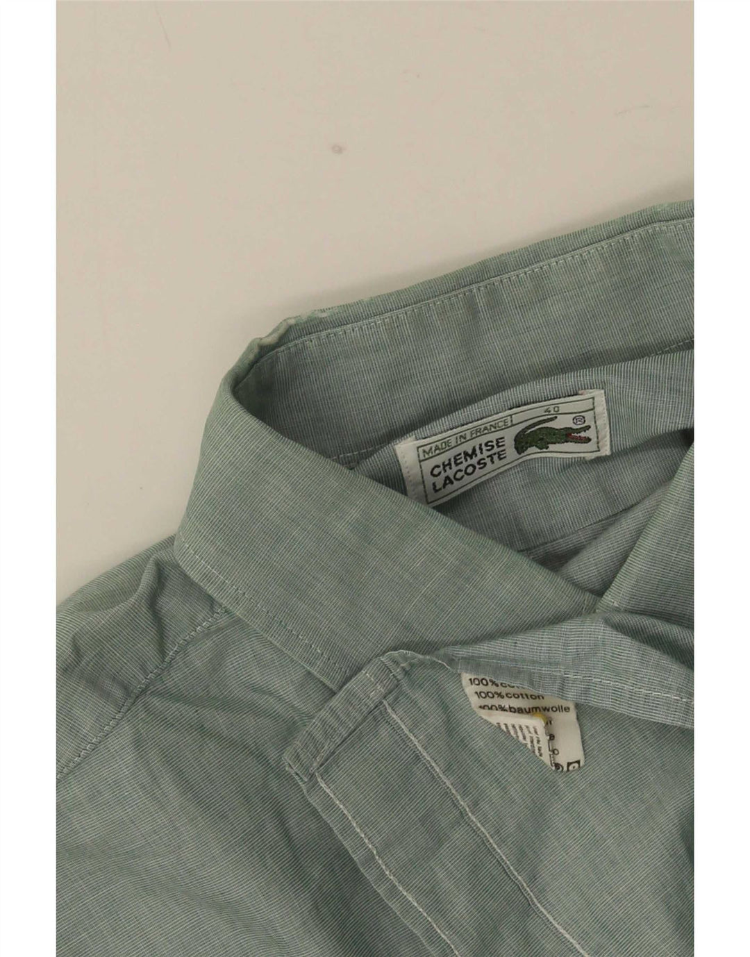 Camisa Lacoste Hombre Talla 40 Algodón Verde Mediano