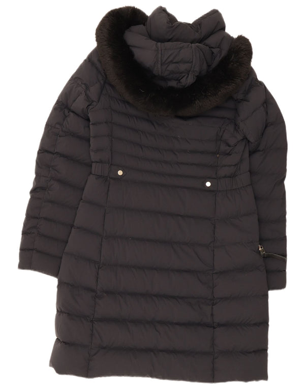 Tommy Hilfiger Abrigo acolchado con capucha para mujer UK 40 Mediano Poliamida negra