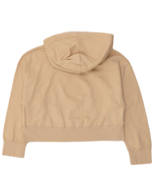 Zara Mujer Crop Oversize Sudadera con Capucha Jersey Reino Unido 10 Pequeño Algodón Beige