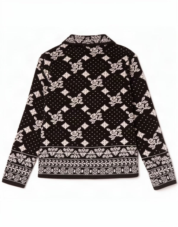 Zara Mujer Cárdigan Suéter UK 44 Grande Negro Floral