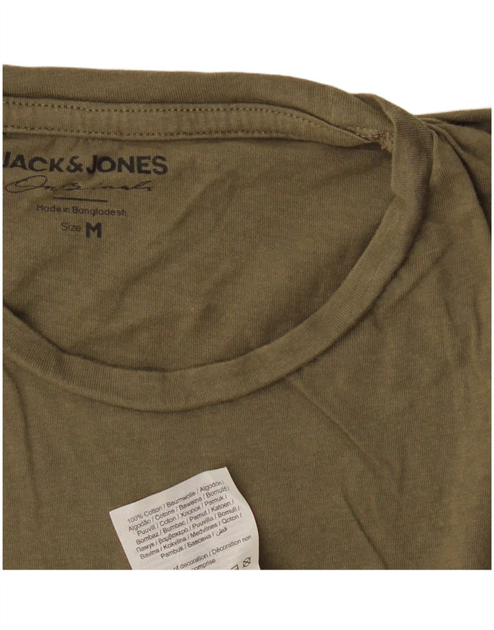 JACK & JONES Hombre Camiseta Top Medium Khaki Algodón