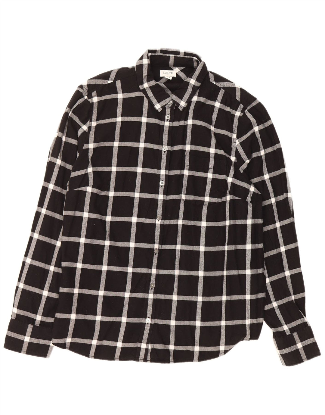J. CREW Camisa de franela para mujer UK 46 Grande Algodón a cuadros negros