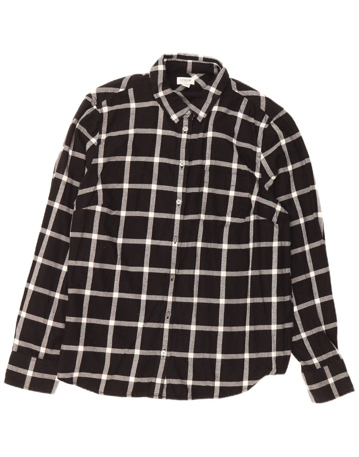J. CREW Camisa de franela para mujer UK 46 Grande Algodón a cuadros negros