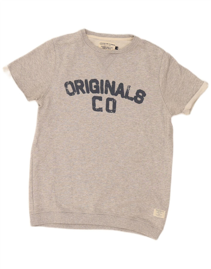 Jack & Jones Hombre Sudadera Gráfica Jumper Gris Medio Moteado