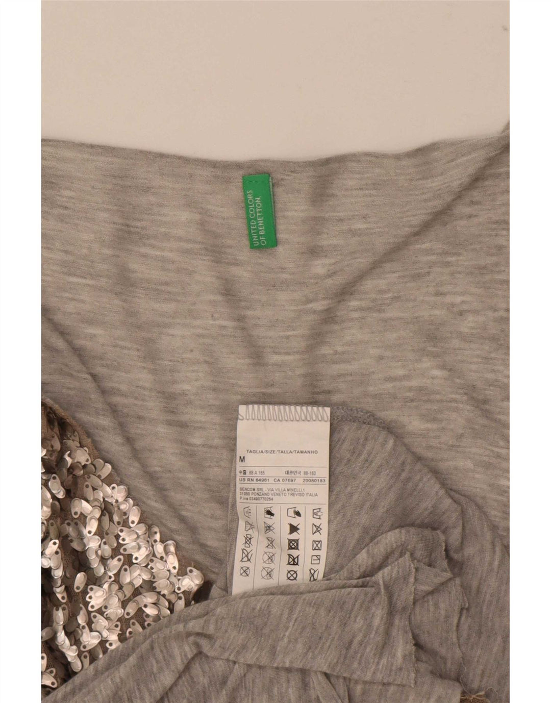 Benetton Top Sin Mangas Con Lentejuelas Para Mujer ES 44 Viscosa Gris Medio