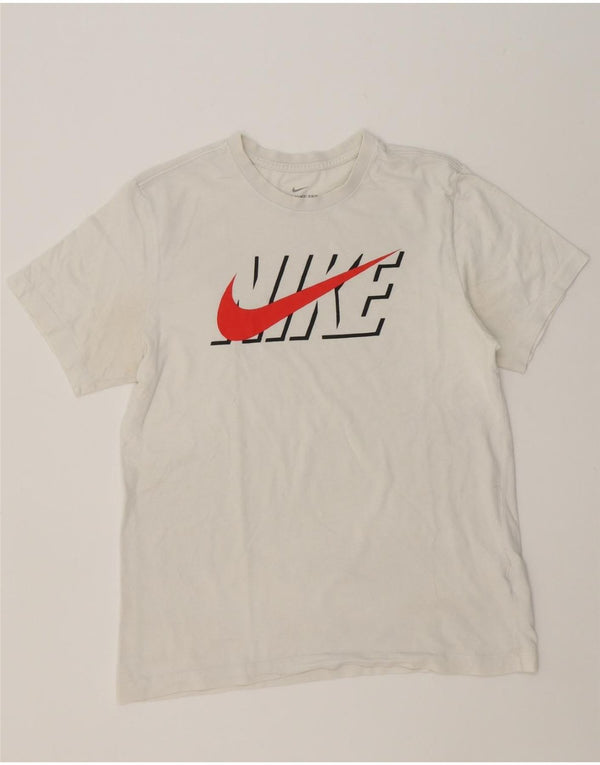 NIKE Mens Graphic T-Shirt Top Medium White Cotton