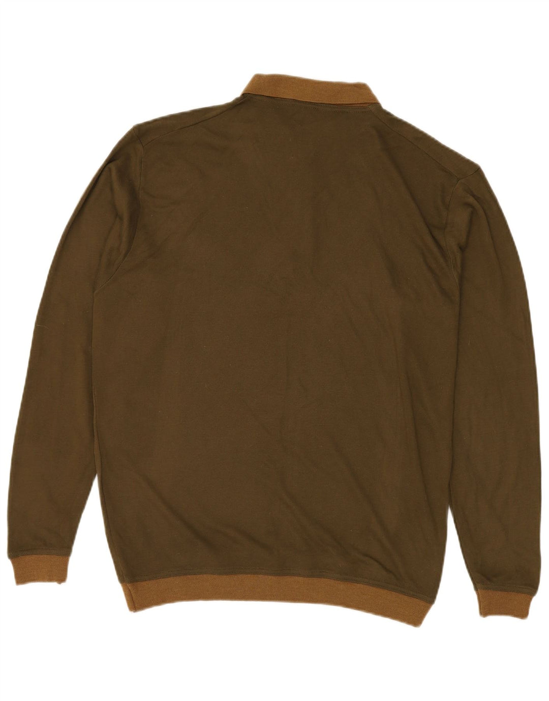 VINTAGE Hombres Polo Cuello Jersey Suéter Grande Caqui Acrílico