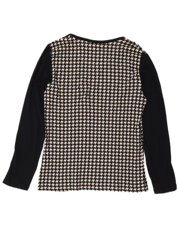Ralph Lauren Blusa para mujer Top Reino Unido 12 Algodón de pata de gallo negro mediano