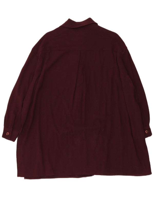Gigli Vestido camisero de manga larga extragrande para mujer UK 10 Small Granate Viscosa