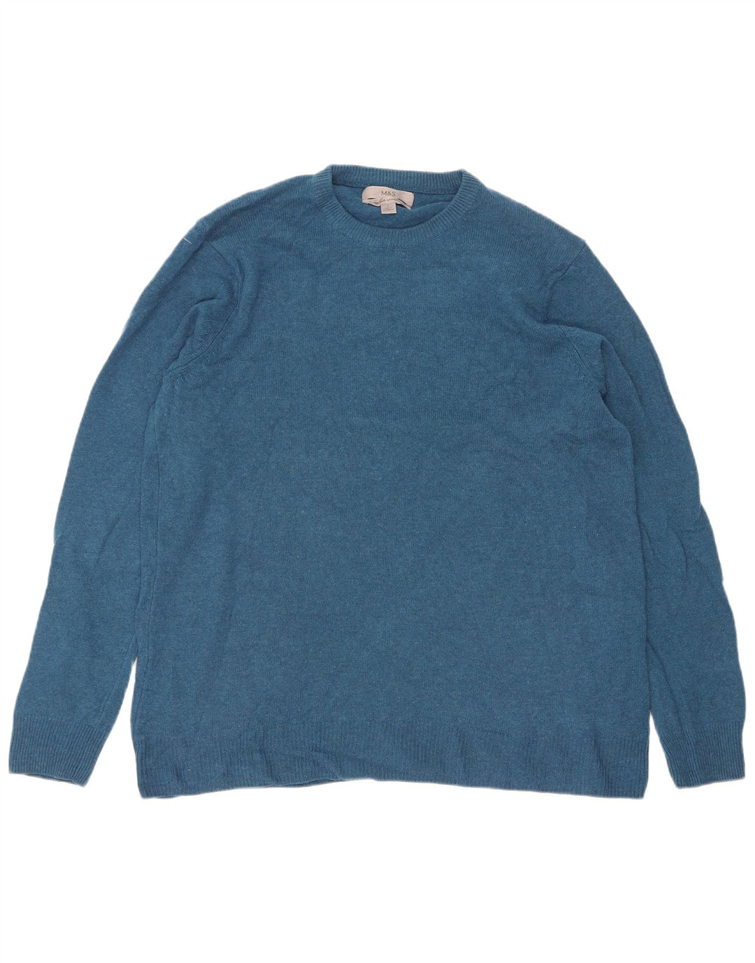 Marks & Spencer Jersey De Cuello Redondo Para Hombre De Lana De Cordero Azul Grande