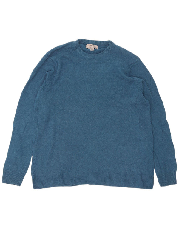 Marks & Spencer Jersey De Cuello Redondo Para Hombre De Lana De Cordero Azul Grande