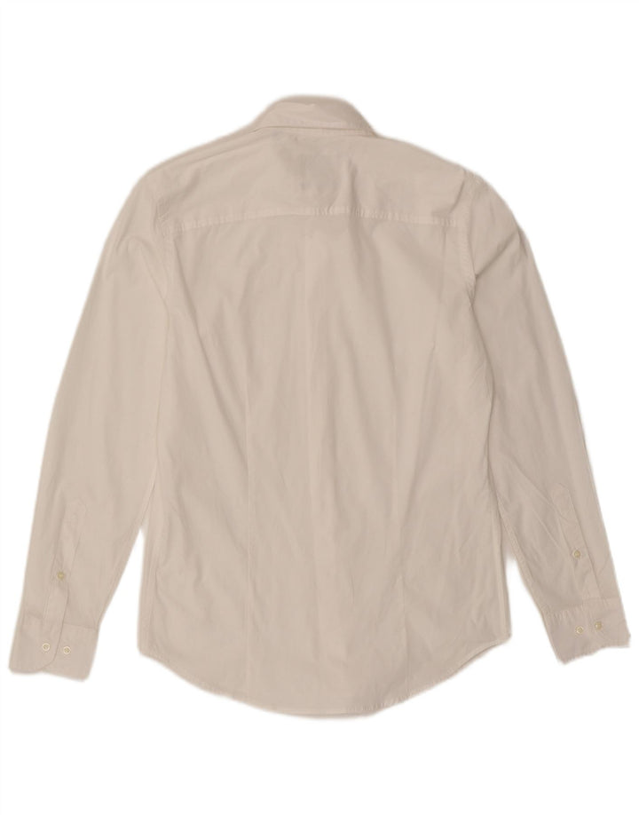 Sisley Camisa Slim Fit para Hombre Talla 40 15 3/4 Mediana Blanco