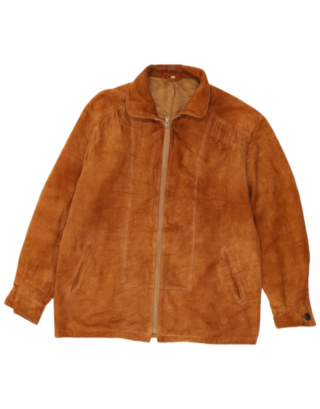 VINTAGE Chaqueta de ante holgada para hombre IT 44 XS Beige