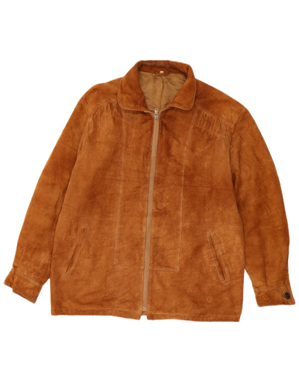 VINTAGE Chaqueta de ante holgada para hombre IT 44 XS Beige