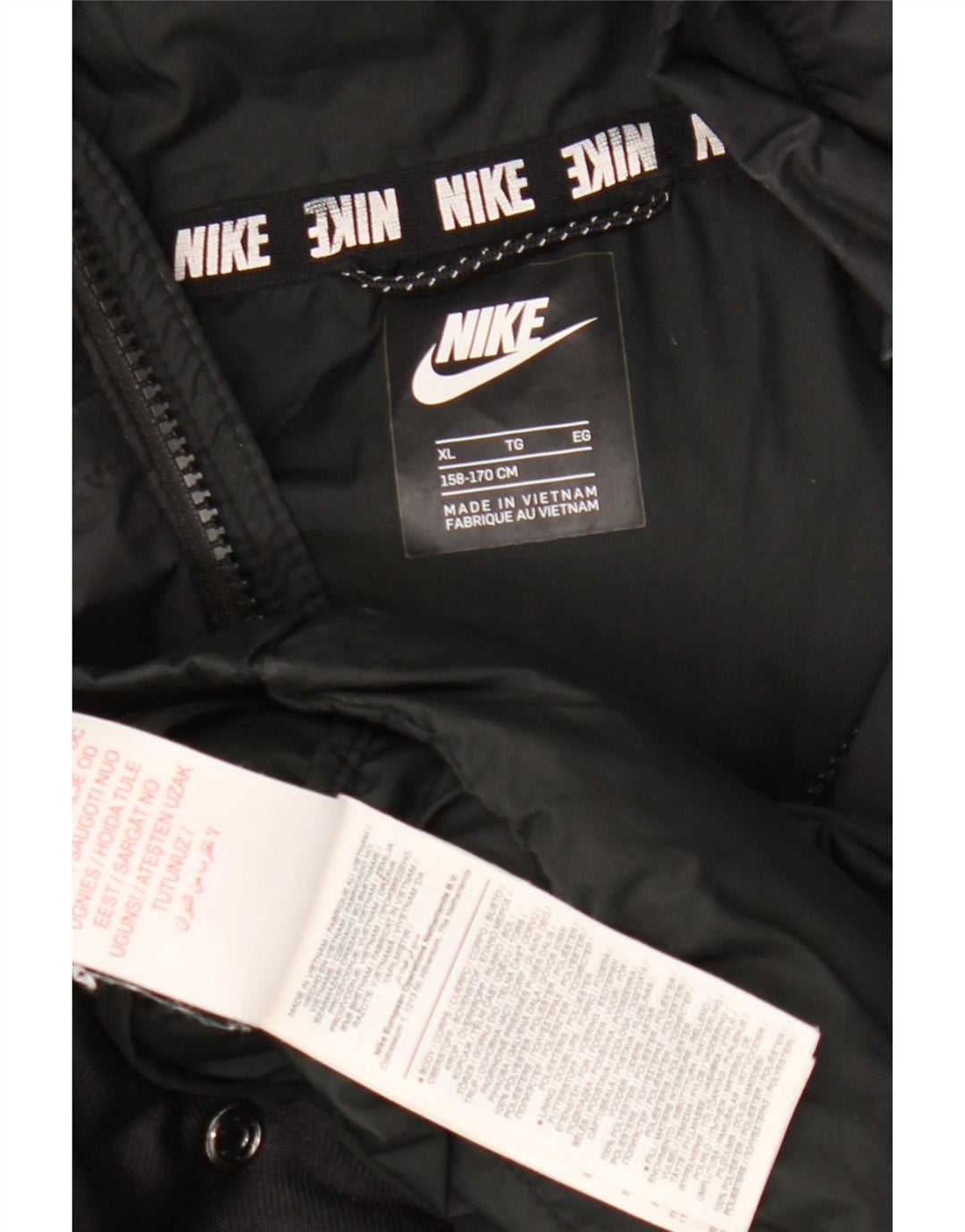 Nike Chaqueta acolchada con capucha para niño 13-14 años XL Negro Poliéster