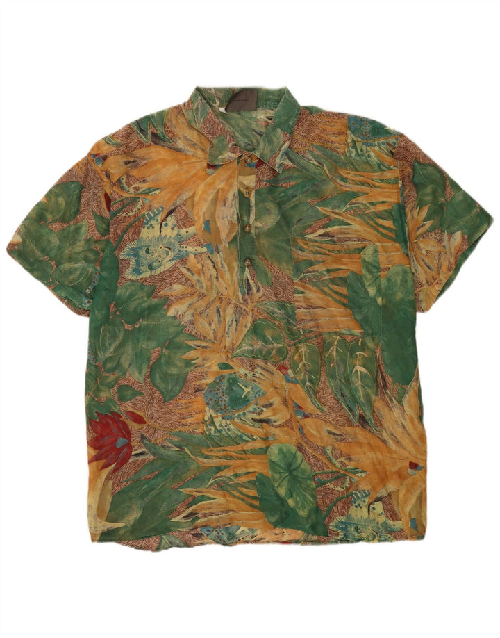 Vintage hombres manga corta pullover camisa IT 54 XL multicolor floral