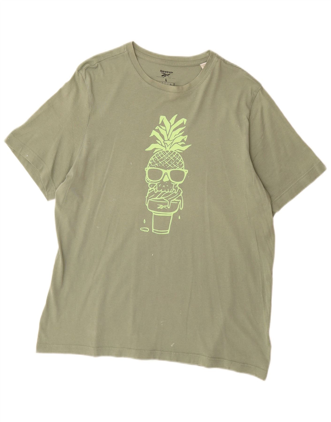 Reebok Camiseta gráfica para hombre Top grande de algodón verde