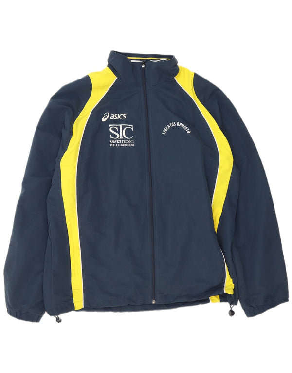 Asics Mens Graphic Chándal Top Chaqueta 2XL Azul Marino Colorblock Poliéster