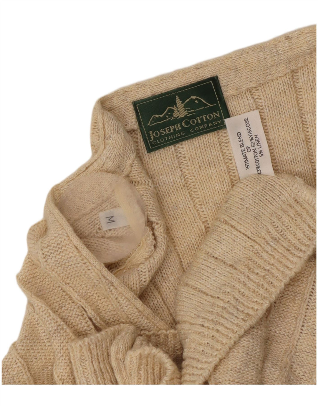 Vintage hombres Cardigan suéter medio beige algodón