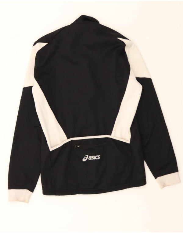 ASICS Mens Tracksuit Top Jacket Large Black Colourblock Polyester