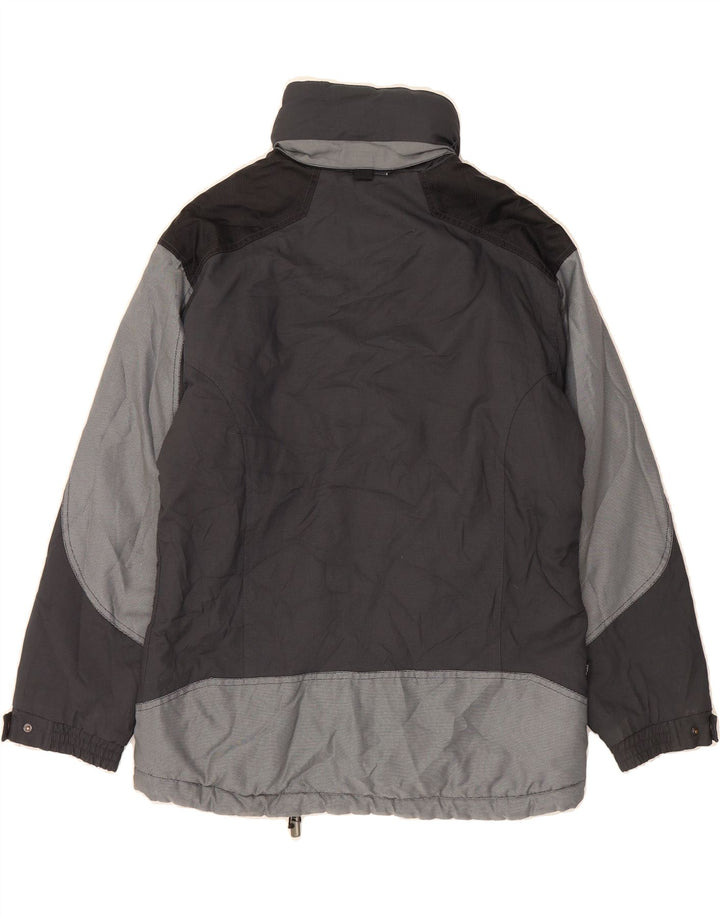 BRUGI Womens Hooded Windbreaker Jacket IT 46 Large Grey Colourblock Vintage Brugi and Second-Hand Brugi from Messina Hembry 